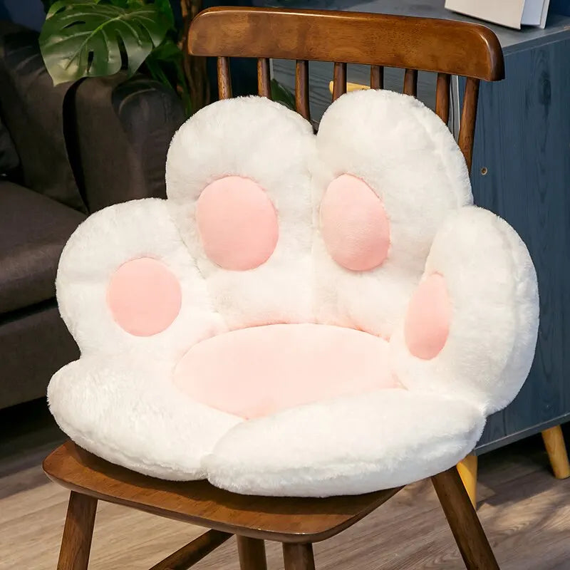 Cute Gray Paw Shaped Plush Chair Cushion - Image 5