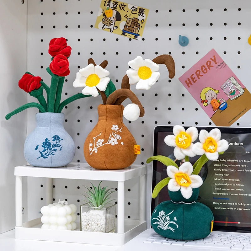 Cute Plush Purple Iris with Embroidered White Pot - Image 2