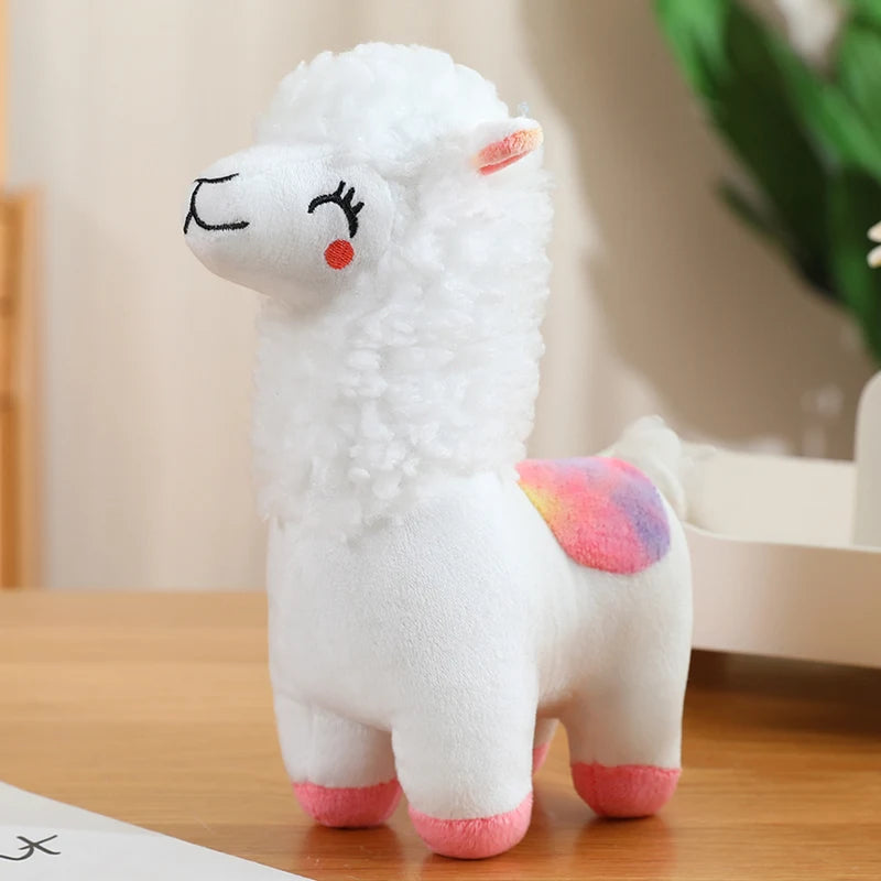 Soft Pink and Blue Alpaca Plush Toy with Curly Mane - Image 9