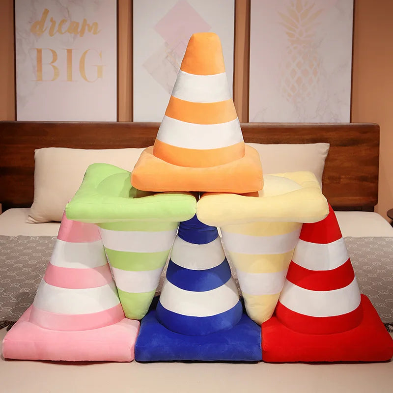 Colorful Traffic Cone Plush Decor Pillow - Image 3