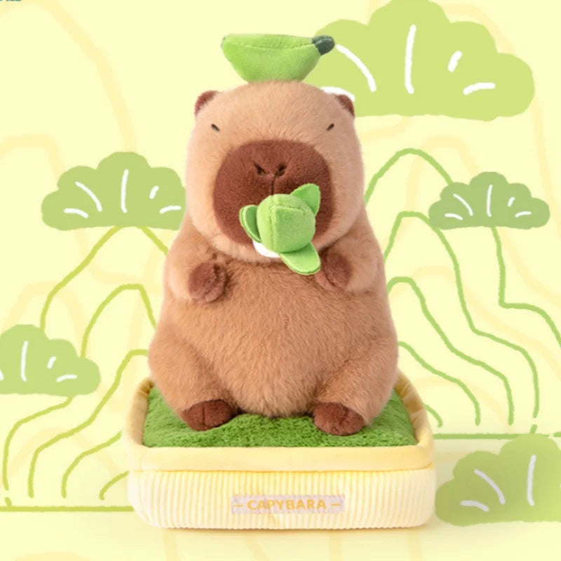Cute Capybara Plush with Four-Leaf Clover - Image 3