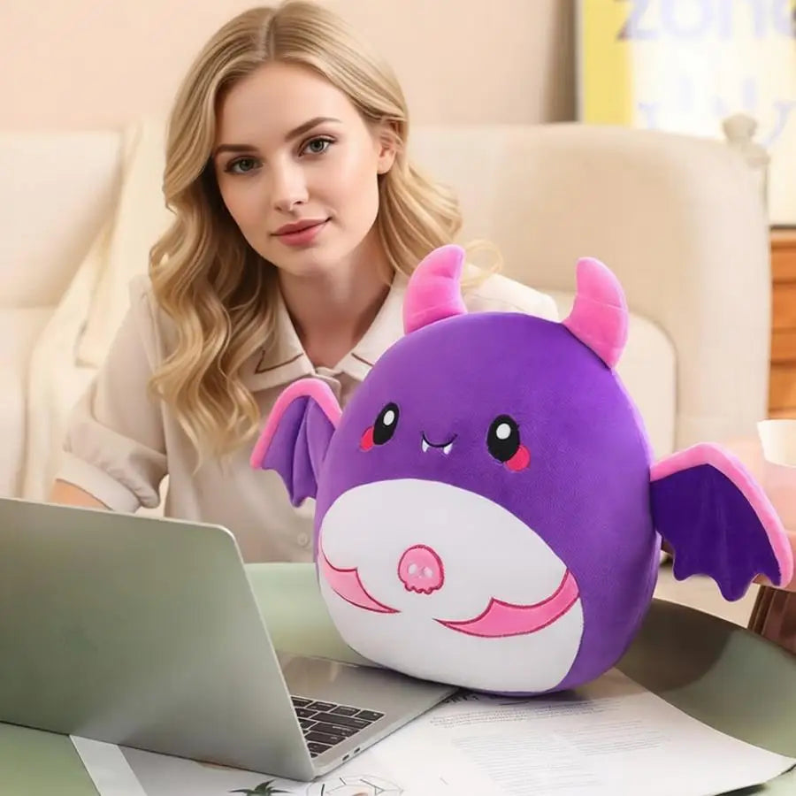 Squishy Purple Bat Plush Toy with Pink Wings - Image 3