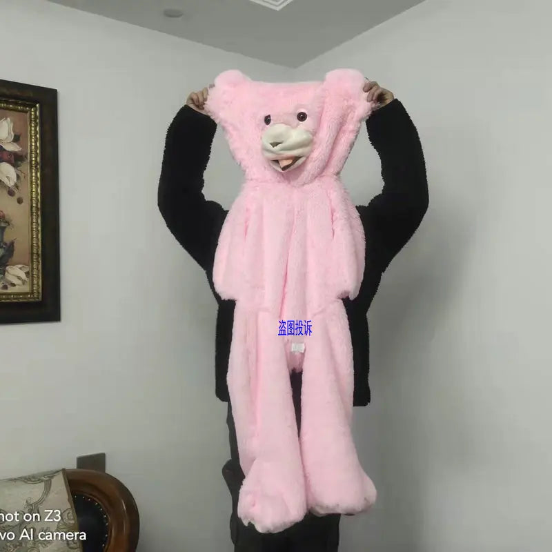 Giant Unstuffed Plush Bear Skin, Blue or Pink - Image 8