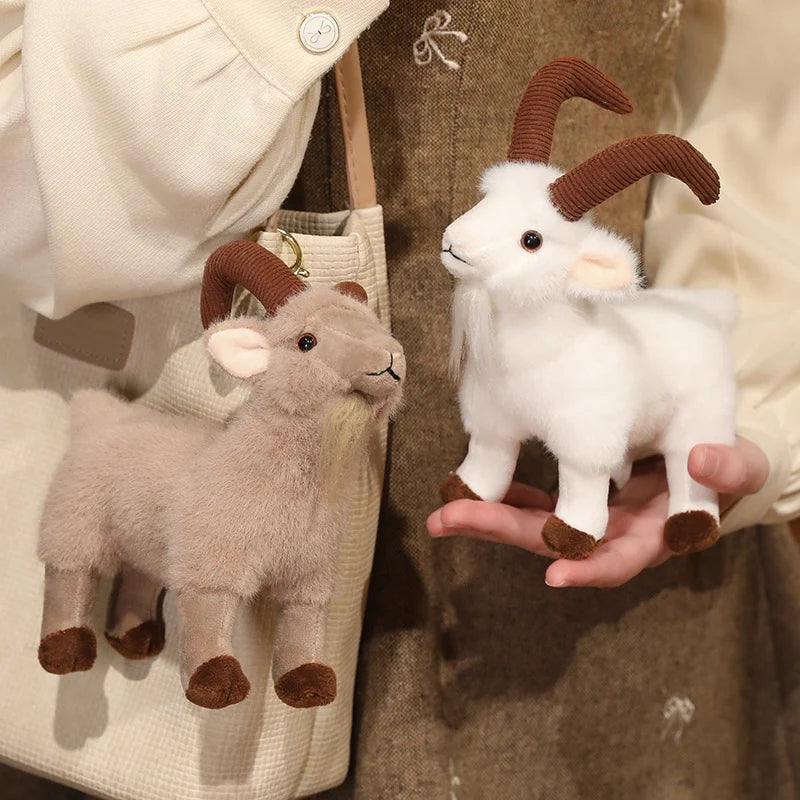 Realistic Goat Plush Toy with Ribbed Horns - Image 2