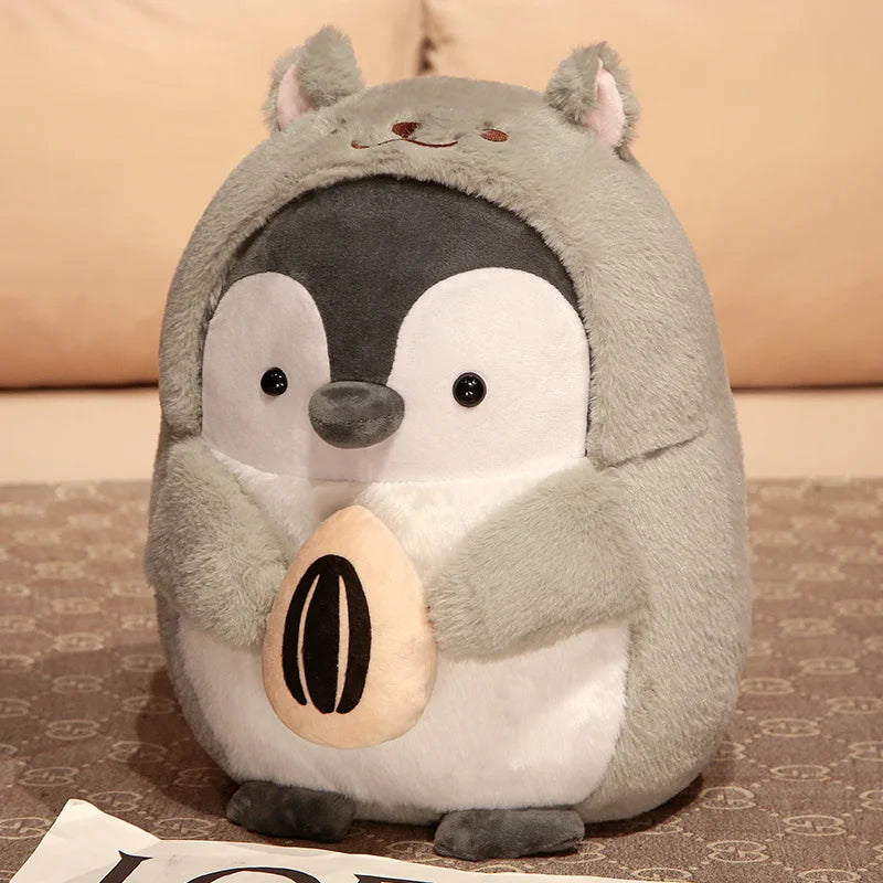 Adorable Grey Penguin Plush with Yellow Hat - Image 7