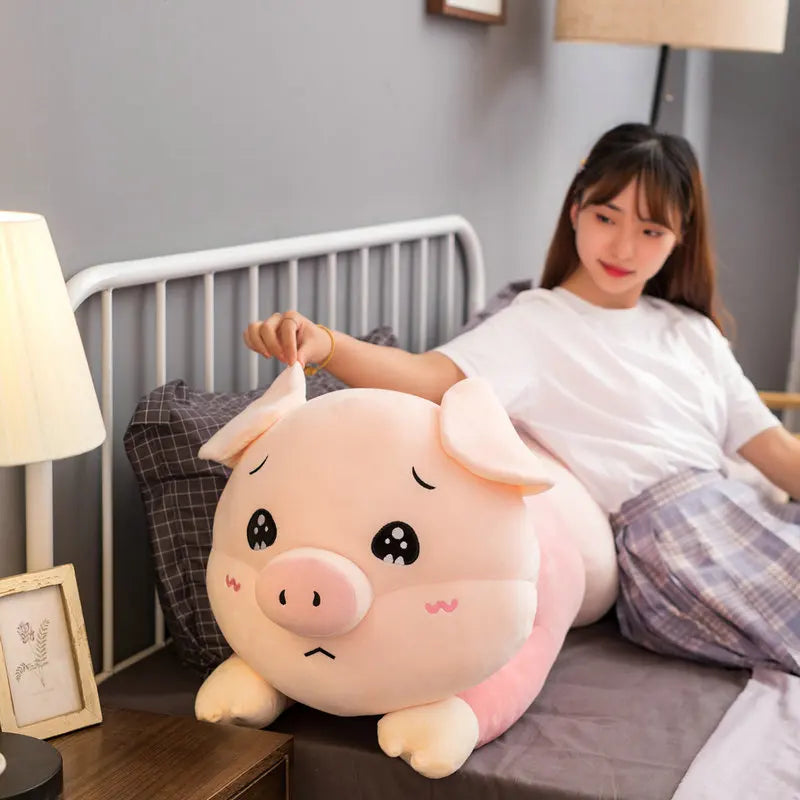 Long Pink Pig Caterpillar Body Pillow - Image 2