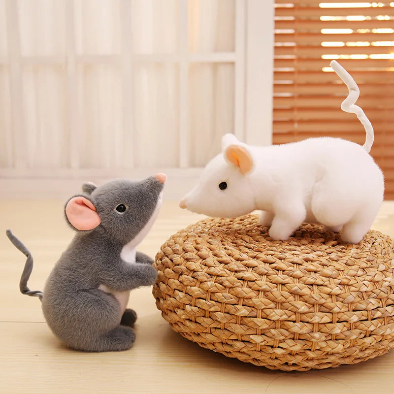 Soft Grey and White Plush Mouse Set