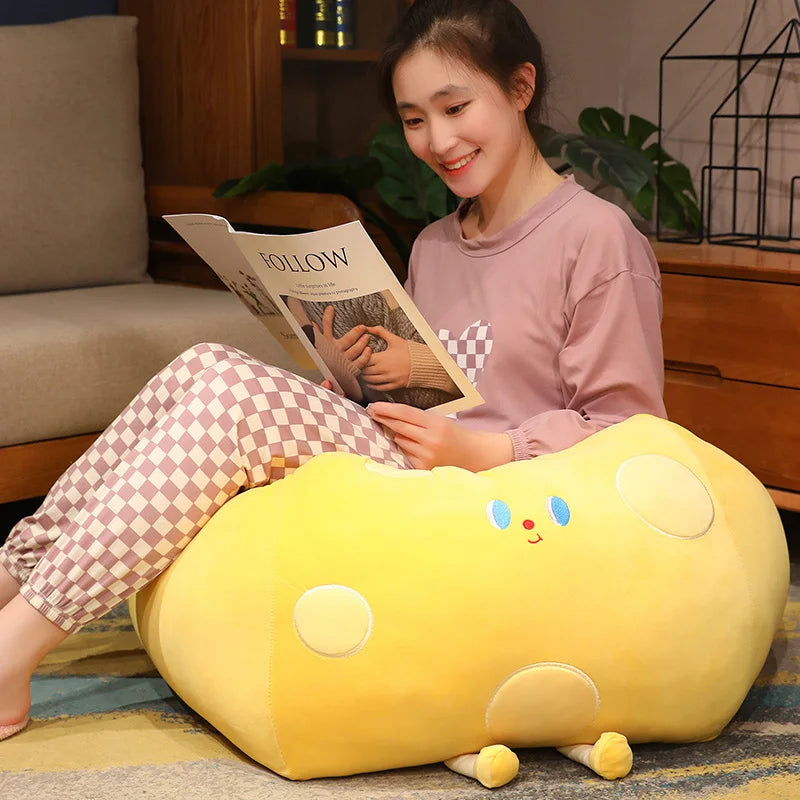 Adorable Yellow Cheese Block Plush Bean Bag - Image 4