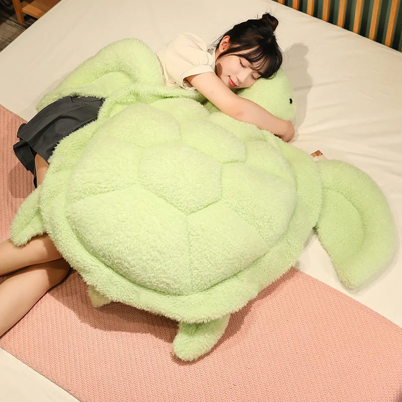 Soft Oversized Light Green Turtle Plush Pillow - Image 4