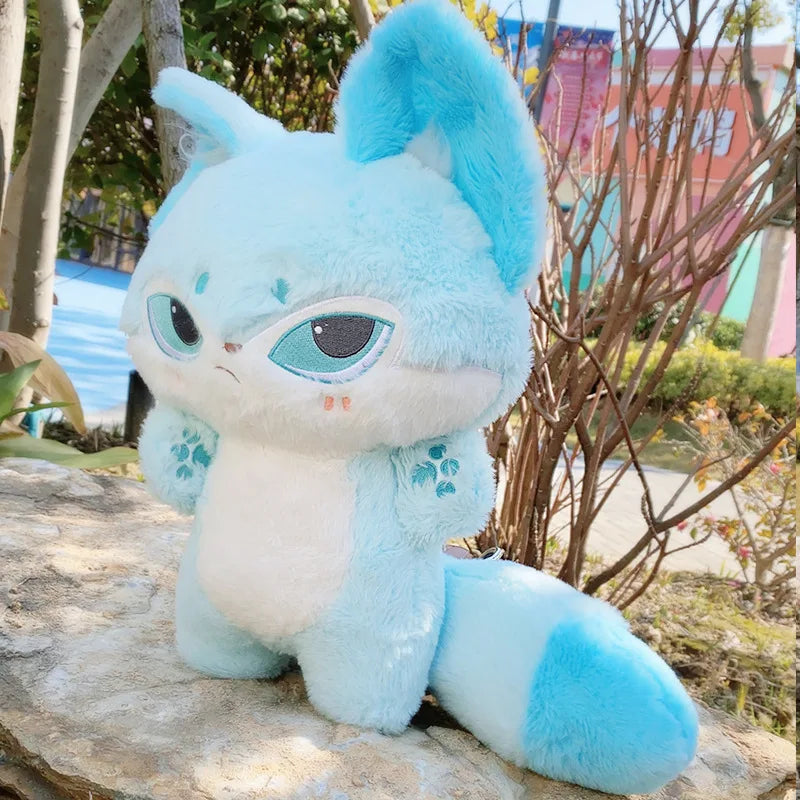 Dark Grey Fox Plush Toy with Green Eyes - Image 10