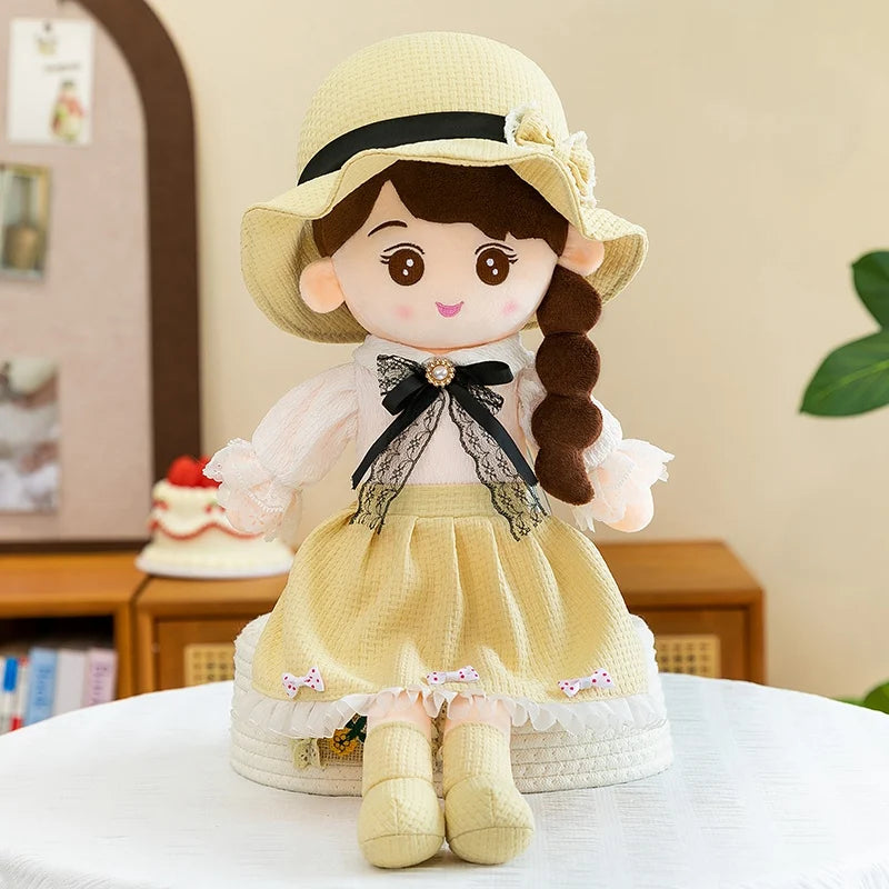 Sweet Plush Girl Doll with Braids and Hat - Image 8