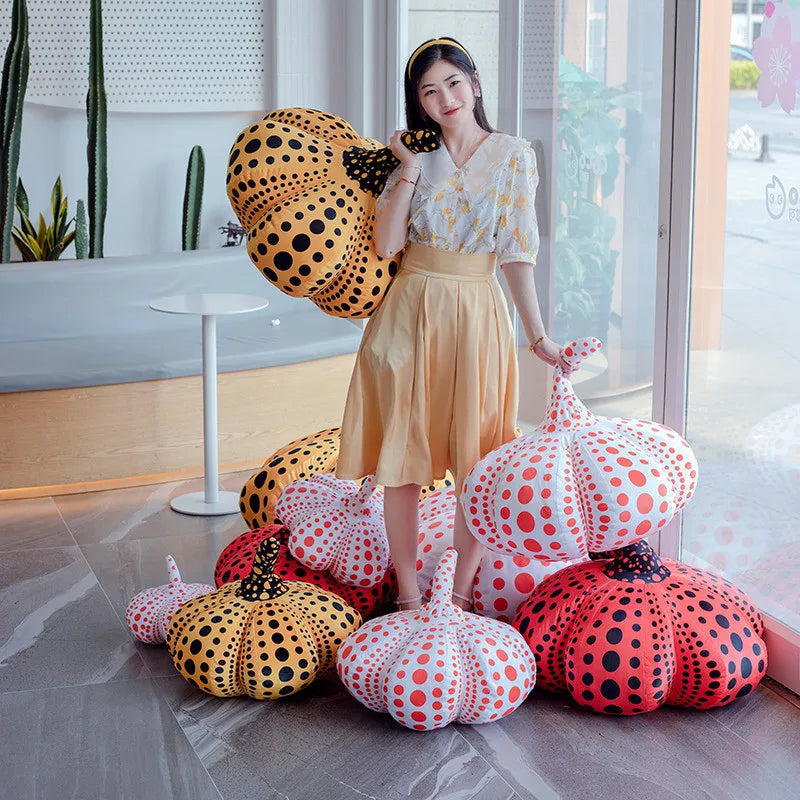 Vibrant Polka Dot Pumpkin Plush Cushion - Image 3