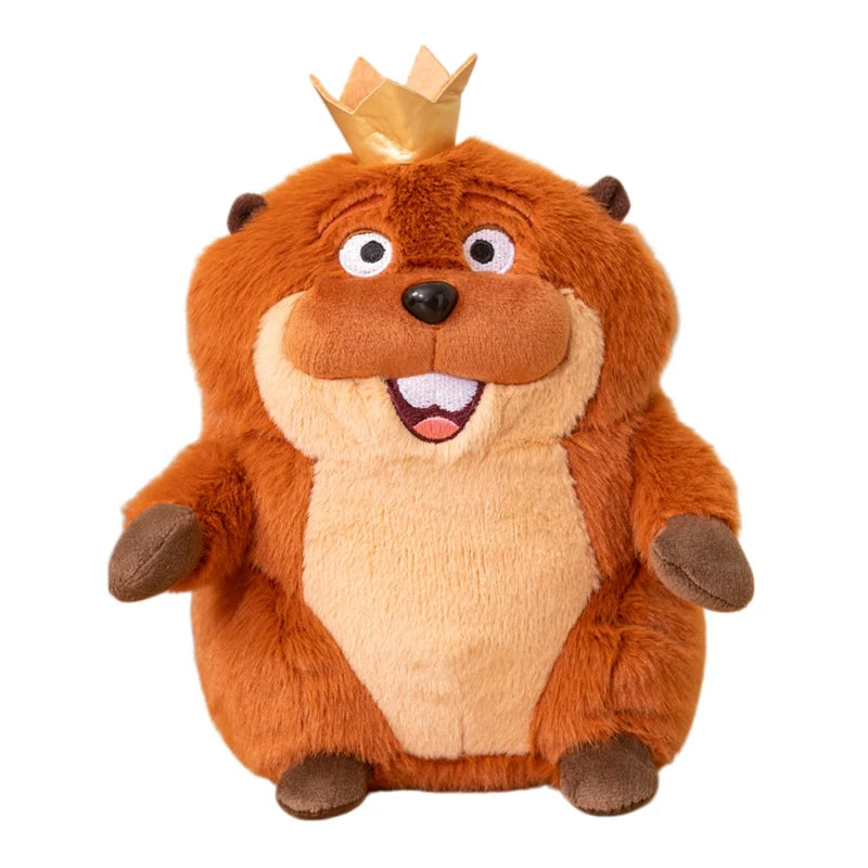 Cartoon Beaver Plush Pair with Crown - Image 2