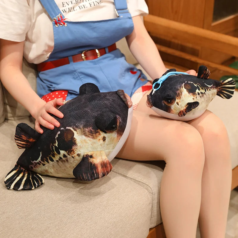 Lifelike Mottled Pufferfish Plush Toy - Image 4