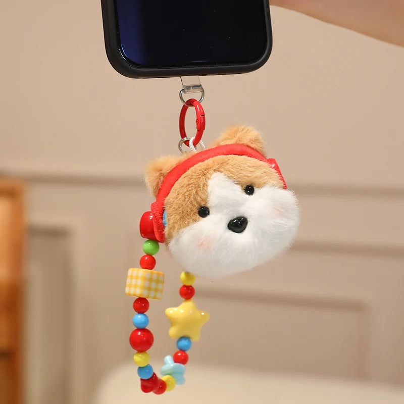 Fluffy White Dog Plush Phone Charm with Beaded Strap - Image 14