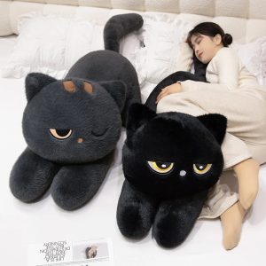 Long Plush Cat Body Pillow with Expressive Face