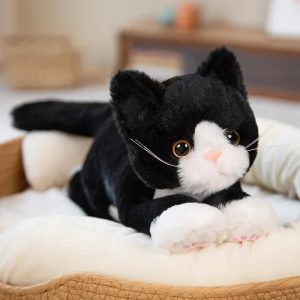 Adorable Lying Tuxedo Cat Plush Toy