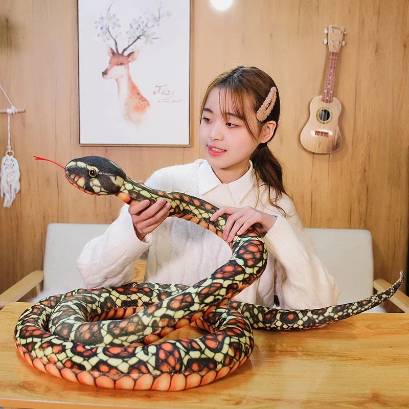 Giant Orange and Yellow Plush Snake with Tongue - Image 4