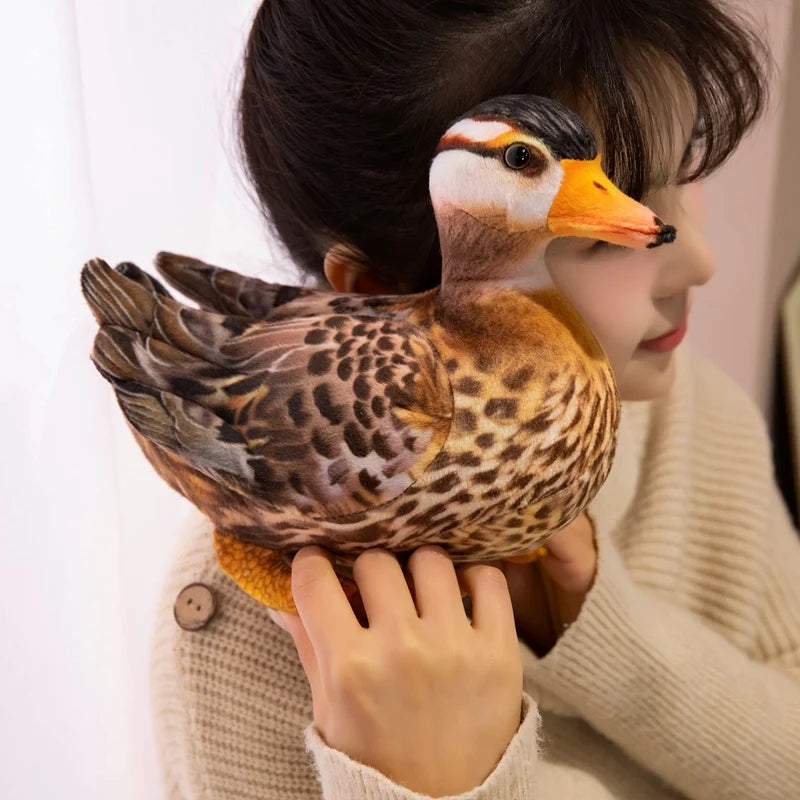 Kissing Mandarin & Mallard Realistic Duck Plush Pair - Image 5
