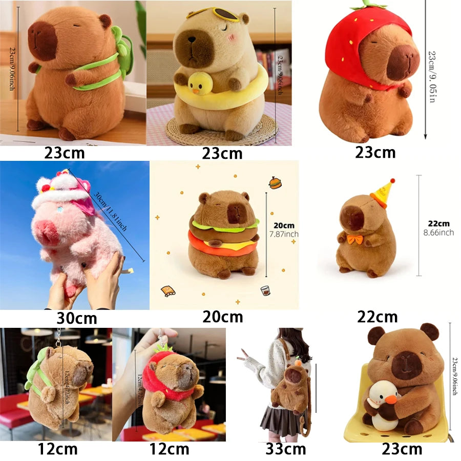 Cute Capybara Plush Family with Turtle Hat - Image 2