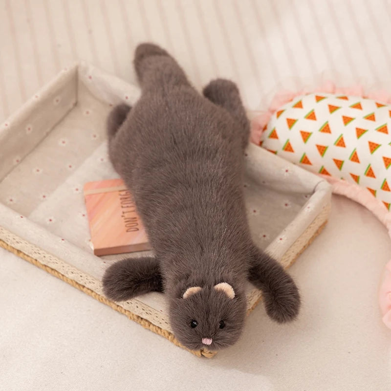 Cream White Soft Plush Ferret Toy - Image 7