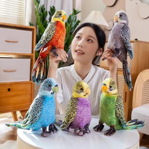 Realistic Colorful Budgie Plush Toy