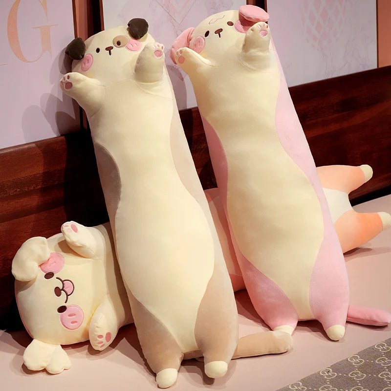 Soft Cream Pug Dog Extra Long Plush Body Pillow