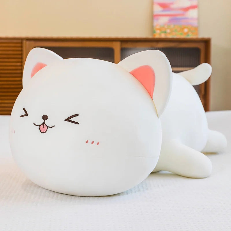 Kawaii White Cat Plush Pillow with Sparkle Eyes - Image 7
