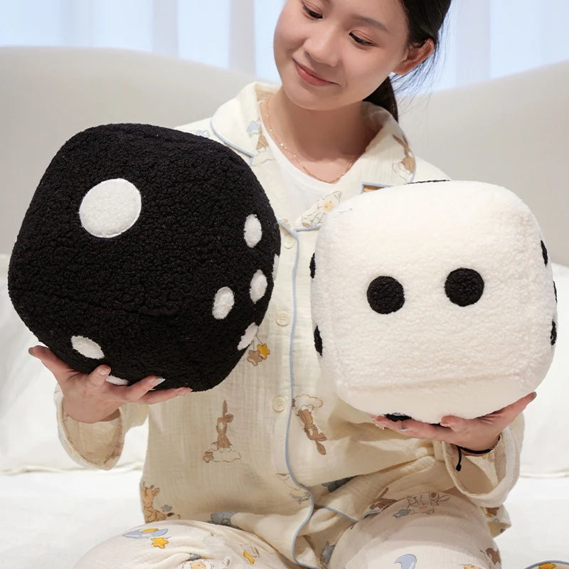 Novelty Black and White Plush Dice Pillow - Image 3