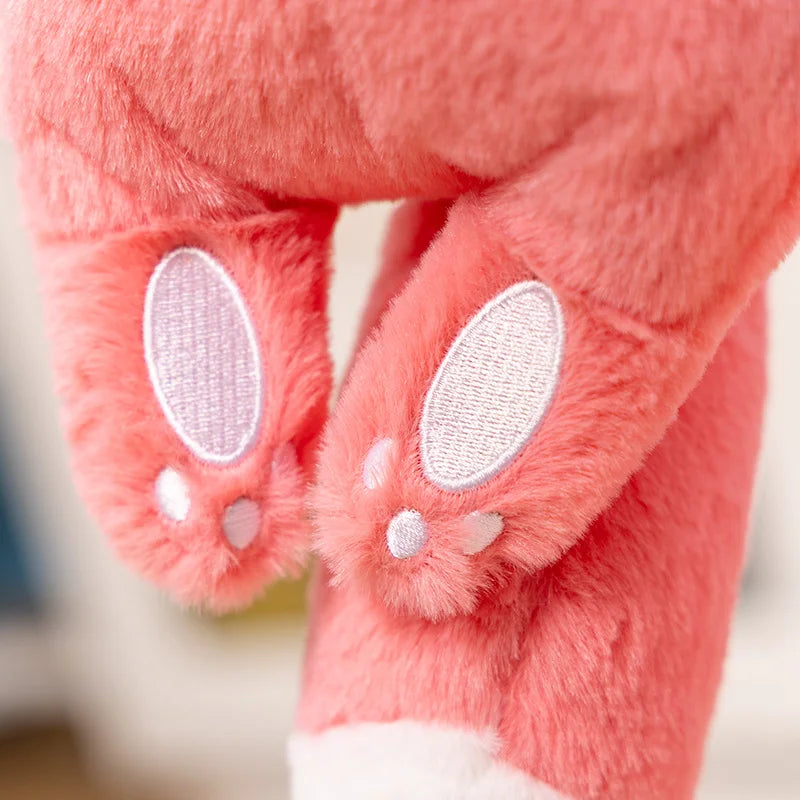 Coral Pink Sleepy Floppy Ear Bunny Plush - Image 3