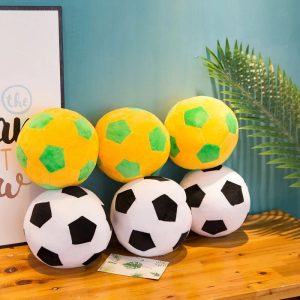 Soft Plush Soccer Ball in Black, White, Yellow, Green