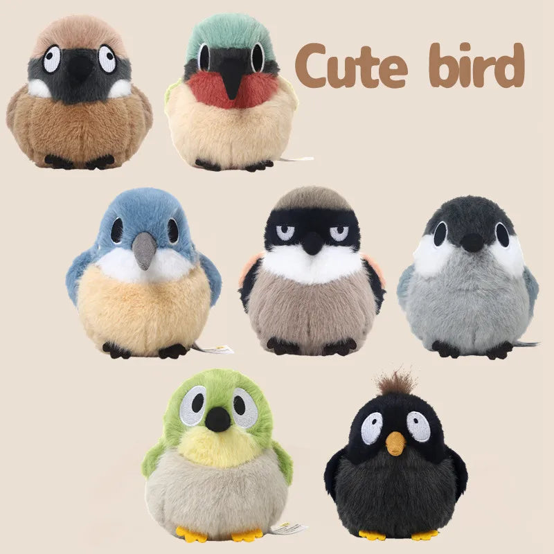 Cute Black Bird Plush Toy with Spiky Hair