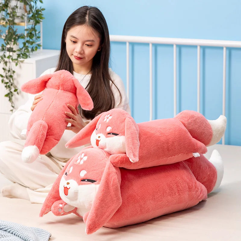 Coral Pink Sleepy Floppy Ear Bunny Plush - Image 4