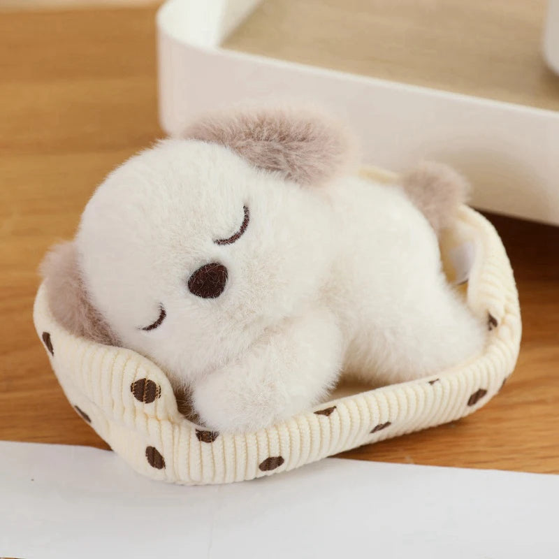 Cute Sleeping Animal Plush in Polka Dot Bed - Image 11