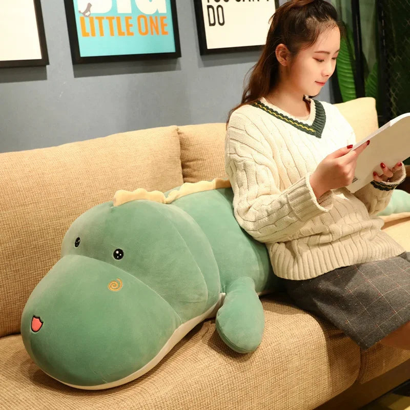 Giant Cute Mint Green Dinosaur Plush Pillow - Image 3