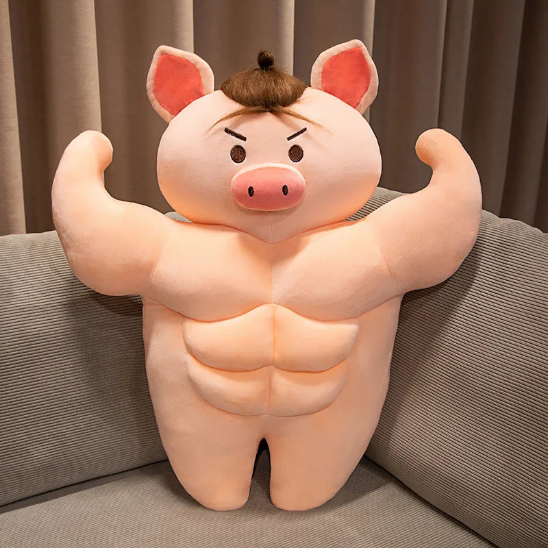 Muscle Pig Plush Toy with Denim Vest - Image 7