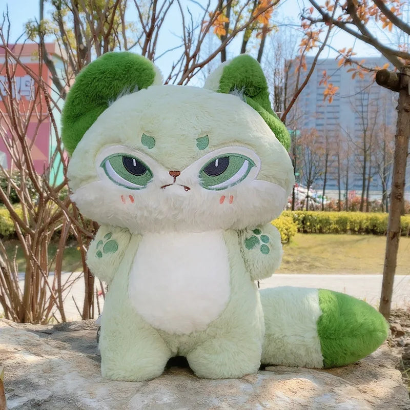 Dark Grey Fox Plush Toy with Green Eyes - Image 9