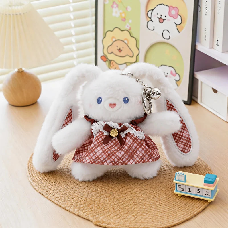 Sweet Gingham Plush Bunny Keychain Bag Charm - Image 9