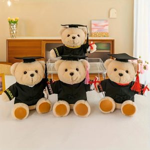 Graduation Bear Plush with Black Gown and Diploma