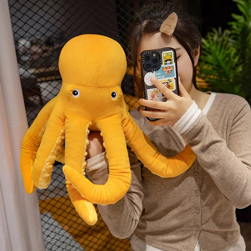 Cuddly Yellow Octopus Plush with Textured Tentacles - Image 4