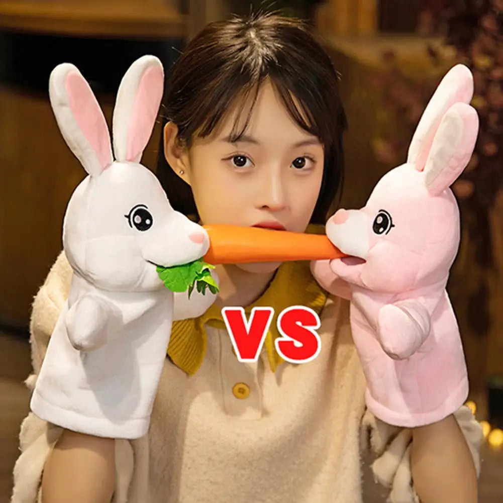 Cute Plush Bunny Hand Puppet Set with Carrot
