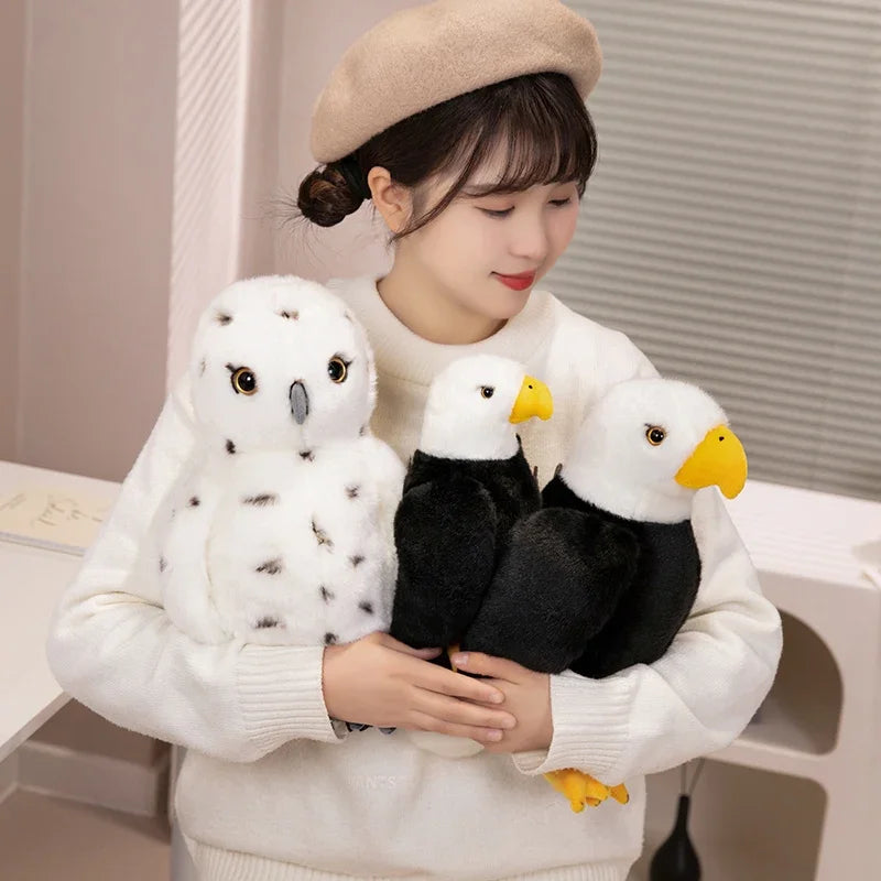 Realistic Snowy Owl and Bald Eagle Plush Birds - Image 2