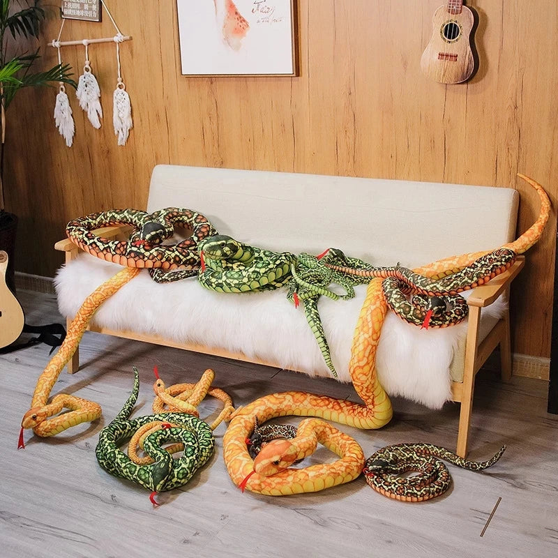 Giant Orange and Yellow Plush Snake with Tongue - Image 5