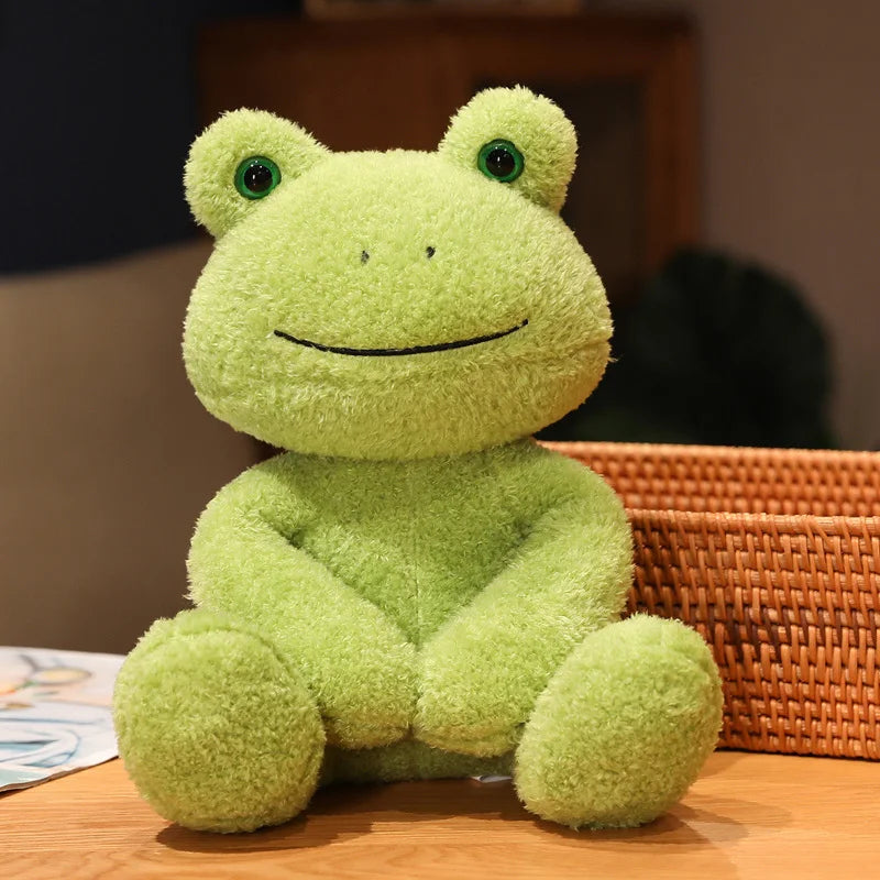 Cute Green Plush Frog with Knitted Sweater & Bag - Image 10
