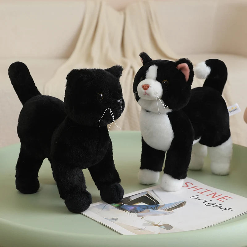 Realistic Black and White Tuxedo Cat Plush - Image 3