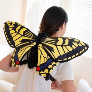 Vibrant Yellow and Black Plush Butterfly Backpack