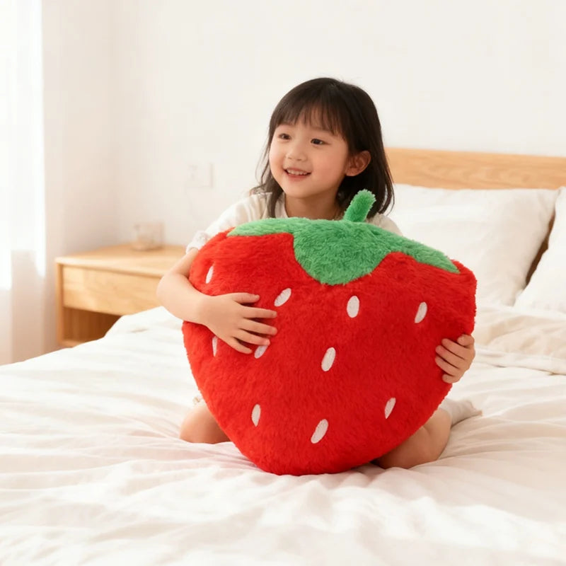 Cute Red Strawberry Plush Throw Pillow - Image 5