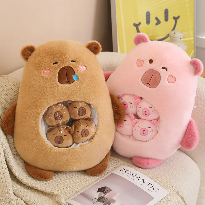 Chubby Plush Bear with Clear Pocket & Mini Bears - Image 2