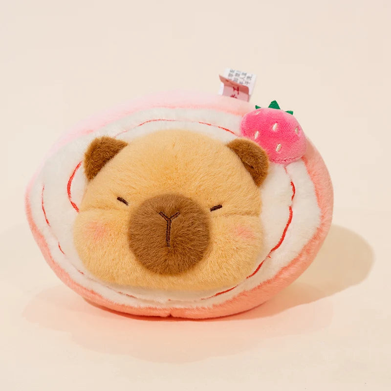 Cute Pink Swiss Roll Bear Plushie with Strawberry - Image 7