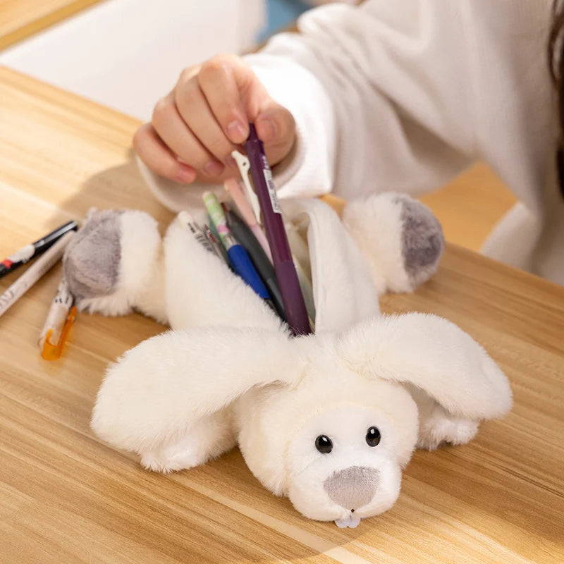 Soft Grey Plush Ferret Pencil Case - Image 4
